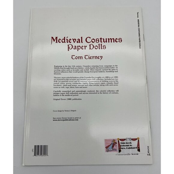Medieval Costumes Paper Dolls Tom Tierney Vintage Paperback 1996 1st Edition - Picture 3 of 4